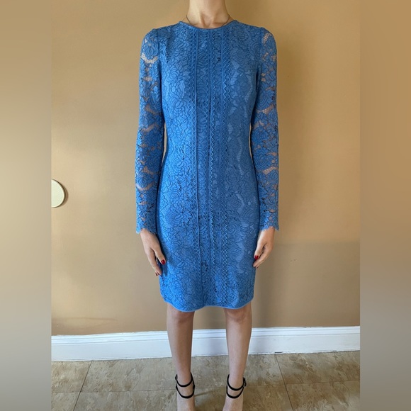 Reiss | Dresses | Reiss Light Blue Long Sleeve Lace Dress | Poshmark